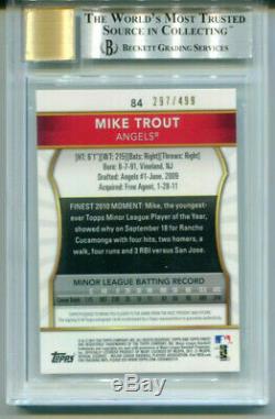 MIKE TROUT 2011 Topps Finest Refractor Rookie RC Auto Autograph 297/499 BGS 9 10
