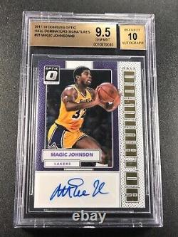 Magic Johnson 2017 Panini Donruss Optic Hall Dominator Signature Auto Bgs 9.5 10