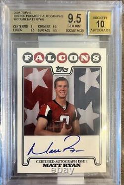 Matt Ryan? 2008 Topps Premiere RC Rookie AUTO BGS 9.5 Gem Mint Falcons