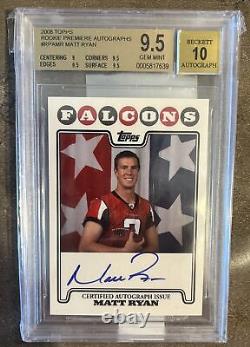 Matt Ryan? 2008 Topps Premiere RC Rookie AUTO BGS 9.5 Gem Mint Falcons