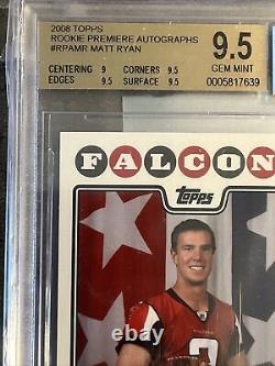 Matt Ryan? 2008 Topps Premiere RC Rookie AUTO BGS 9.5 Gem Mint Falcons