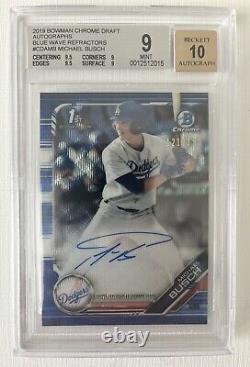 Michael Busch 2019 Bowman Chrome Blue Wave Refractor /150 Auto Autograph BGS 9