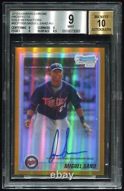 Miguel Sano 2010 Bowman Chrome GOLD Ref /50 AUTO AUTOGRAPH RC ROOKIE BGS 9