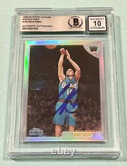 Mike Bibby 1998-99 Topps Chrome Refractor Rookie Signed Autograph RC BGS AUTO 10