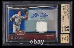 Mike Trout /199 AU RC 2012 Bowman Platinum BLUE REFRACTOR RC PATCH AUTO BGS 9.5