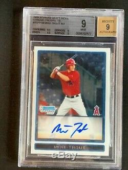 Mike Trout 2009 Bowman Chrome Draft Auto Autograph Rookie Rc Bgs 9  Center 9.5