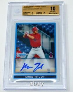 Mike Trout 2009 Bowman Chrome Draft Picks Rookie Auto Bgs 10/10 Pristine Pop 22