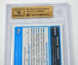 Mike Trout 2009 Bowman Chrome Draft Picks Rookie Auto Bgs 10/10 Pristine Pop 22