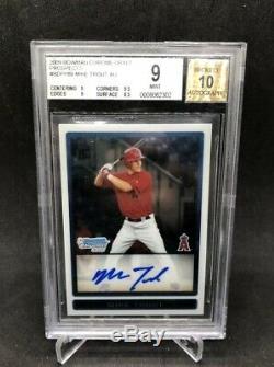 Mike Trout 2009 Bowman Chrome Draft Prospects Angels RC Signed Auto BGS 9/10