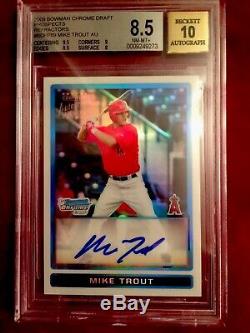 Mike Trout 2009 Bowman Chrome Refractor Rc Auto Autograph 229/500 Bgs Mvp