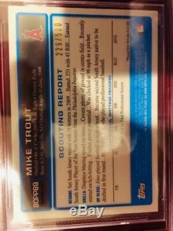 Mike Trout 2009 Bowman Chrome Refractor Rc Auto Autograph 229/500 Bgs Mvp