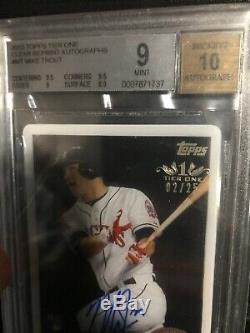 Mike Trout 2013 Topps Tier One Clear Reprint Auto RC/Rookie /25 BGS 9 Autograph
