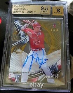 Mike Trout 2016 Topps High Tek Gold Rainbow Autograph Auto /50 Bgs 9.5 10 Gem+