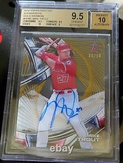 Mike Trout 2016 Topps High Tek Gold Rainbow Autograph Auto /50 Bgs 9.5 10 Gem+