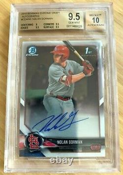 NOLAN GORMAN GEM MINT! 2018 Bowman Chrome #BDC117 Autograph AUTO BGS 9.5/10