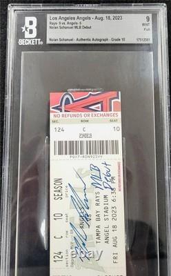 Nolan Schanuel signed MLB Debut Ticket autograph BAS BGS Grade 9 Auto 10