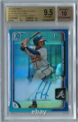 OZZIE ALBIES 2015 Bowman Chrome Blue Refractor Auto RC #d/150 BGS 9.5 Braves