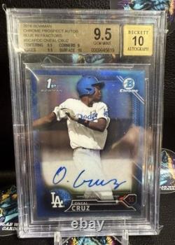 Oneal Oneil Cruz Blue Refractor Auto 2016 Bowman Chrome #/150 BGS 9.5 Auto 10