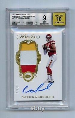 PATRICK MAHOMES 2017 Panini Flawless /25 Rookie Patch Autograph BGS 9 /10 Auto