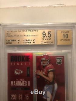 PATRICK MAHOMES 2017 Panini Optic Contenders Red Rookie RC Auto 33/75 BGS 9.5 10