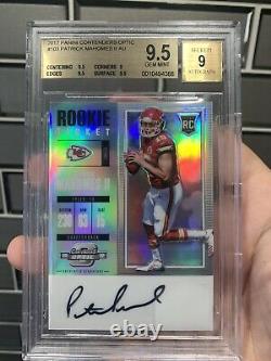 Patrick Mahomes 2017 Panini Contenders Optic Rc Autograph Sp Auto Bgs 9.5