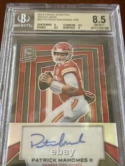 Patrick Mahomes 2019 Spectra Signatures /25 Auto Bgs 10 Great Autograph Card