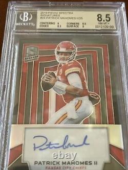 Patrick Mahomes 2019 Spectra Signatures /25 Auto Bgs 10 Great Autograph Card