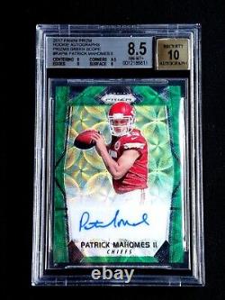 Patrick Mahomes Bgs 8.5/10 Green Scope 2017 Panini Prizm Autograph 11/99 Auto Rc