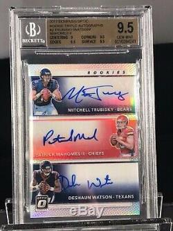 Patrick Mahomes Deshaun Watson Trubisky 2017 Optic Autograph /20 Bgs 9.5 Auto 10