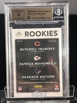 Patrick Mahomes Deshaun Watson Trubisky 2017 Optic Autograph /20 Bgs 9.5 Auto 10