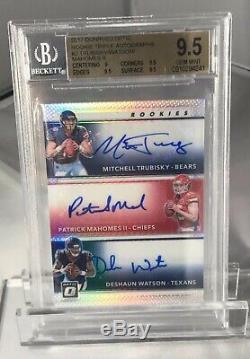 Patrick Mahomes Deshaun Watson Trubisky 2017 Optic Autograph /20 Bgs 9.5 Auto 10