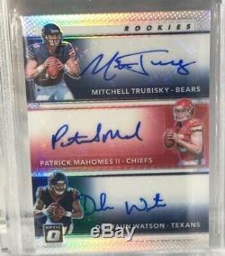 Patrick Mahomes Deshaun Watson Trubisky 2017 Optic Autograph /20 Bgs 9.5 Auto 10