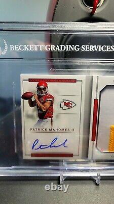 Patrick Mahomes II National Treasures Rc On-card Auto/patch Booklet /99 Bgs 9/9