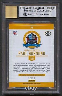 Paul Hornung 2013 Panini Spectra Hall Of Fame Hof Auto Autograph /50 Bgs 9/10