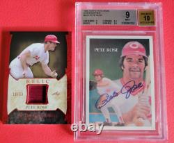 Pete Rose Reds Certified Autograph Card Bgs Mint 9 Auto Gem 10+ Game Used Jersey