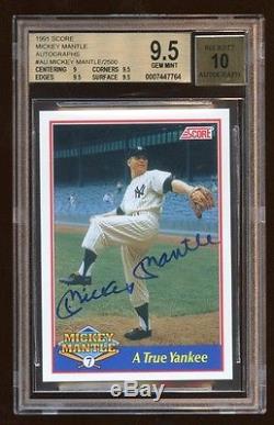 Pop 1 Bgs 9.5 10 Mickey Mantle 1991 Score Auto Sp Certified Oncard Auto /2500