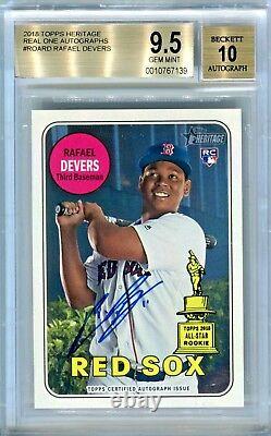 RAFAEL DEVERS 2018 Topps Heritage Real One rookie Auto BGS 9.5 10 AU GEM MINT