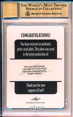 RARE #1/1 BGS Pristine 10 10 Autograph Rc Dansby Swanson Auto 2016 Rookie Signed