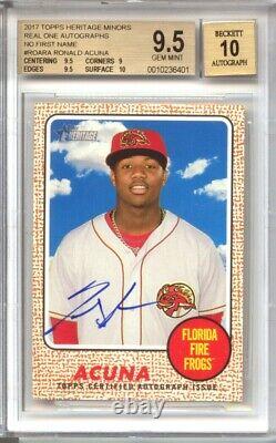 RONALD ACUNA 2017 Topps Heritage No 1st Name rookie auto BGS 9.5 AU 10 only 15