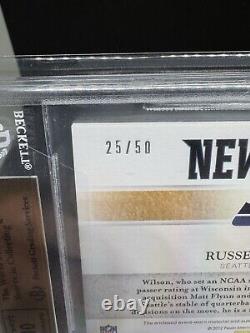 RUSSELL WILSON 2012 RPA /50 Panini Elite New Breed RC Patch Auto BGS 9.5 Auto 10