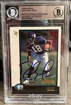 Randy Moss? 1998 Bowman #182 (RC) Rookie Auto BGS BAS VIKINGS