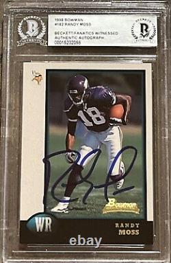 Randy Moss? 1998 Bowman #182 (RC) Rookie Auto BGS BAS VIKINGS