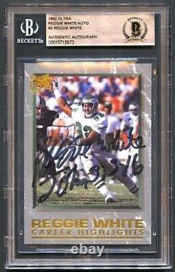 Reggie White 1992 Fleer Ultra Eagles Auto Autograph Bgs Bas Authentic