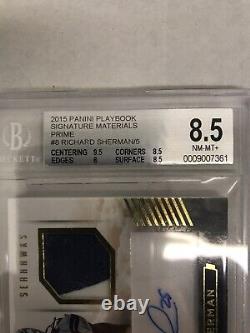 Richard Sherman Auto Game Worn Relic Ssp 1/5 Prime Patch Bgs 8.5/10 Autograph