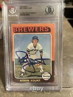 Robin Yount? 1975 Topps Rookie Autographed RC BGS BAS Auto Brewers