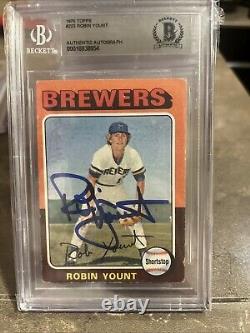 Robin Yount? 1975 Topps Rookie Autographed RC BGS BAS Auto Brewers