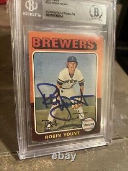 Robin Yount? 1975 Topps Rookie Autographed RC BGS BAS Auto Brewers