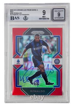Ronaldo Nazario Signed 2022-23 Panini Prizm Serie A Red Prizm /99 BGS 9 Auto 9