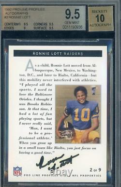 Ronnie Lott HOF Signed 1992 Pro Line Profiles Autographs #2 BGS 9.5 with 10 AUTO