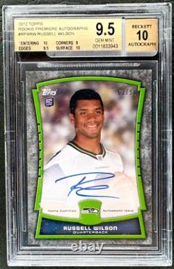 Russell Wilson 2012 Topps Rookie Premiere Auto /90 RC Seahawks BGS 9.5 Auto 10
